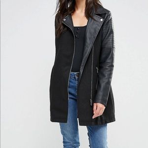 Brave Soul Wool Mix Biker Coat